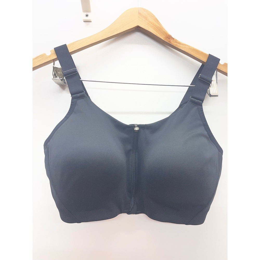 All in Motion Womens High Support Front Zip Sports Bra Black 38D 214058031